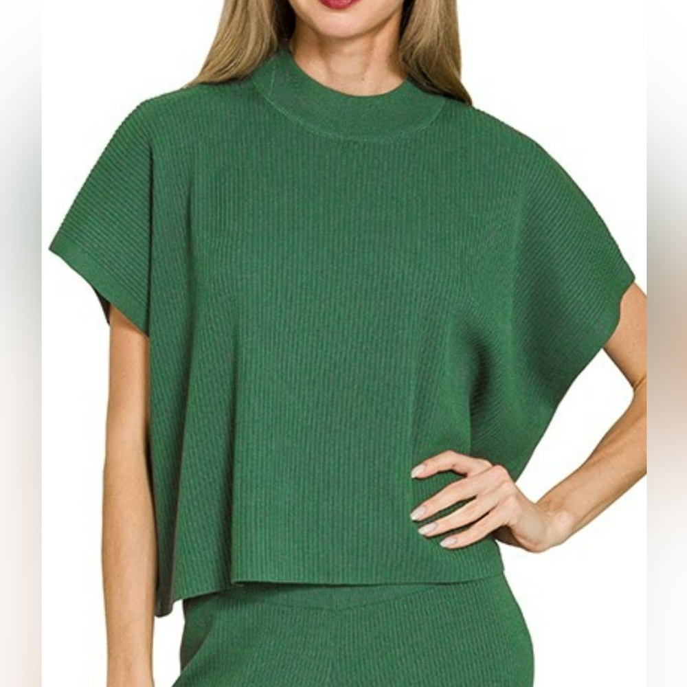 Zenana Viscose Sweater Short Sleeve Top and Pants Set - Picture 3 of 3